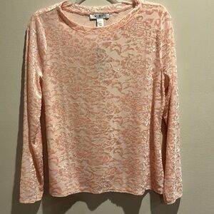 White House Black Market Pink Sequin Long Sleeve Blouse